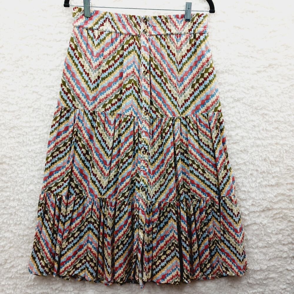 Skirt Maxi Peasant Chevron Boho Whimsycore Festival Tiered Prairie Y2K Size M-L
